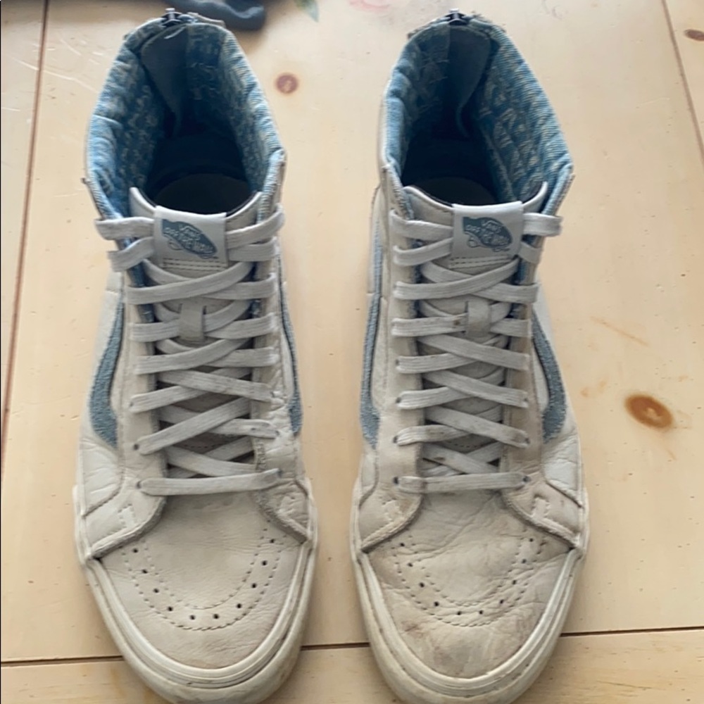 Vans White Leather Hightop Zip Back Old Skool